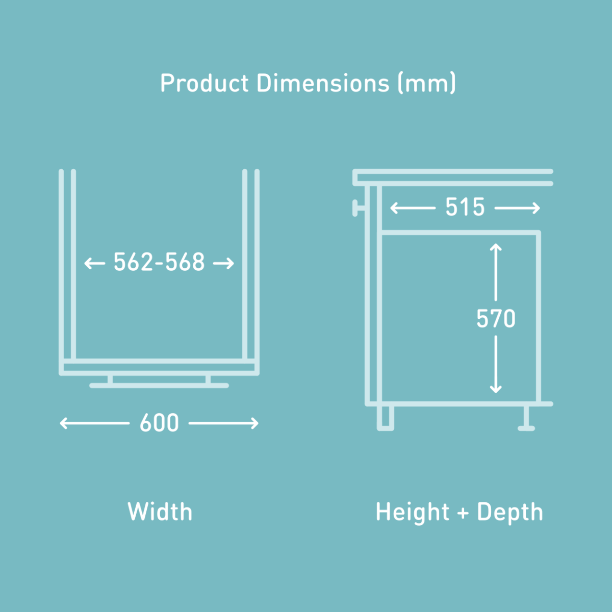 Fitting dimensions for a dual-compartment Vauth-Sagel integrated kitchen bin, in silver grey colourway, for waste segregation