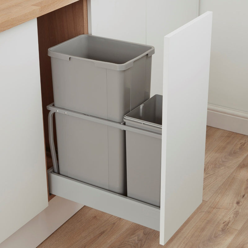 Wesco 300AZ 2 compartment 42 Litre in-cupboard kitchen recycling bin for 300mm wide cabinet 787WS421-85