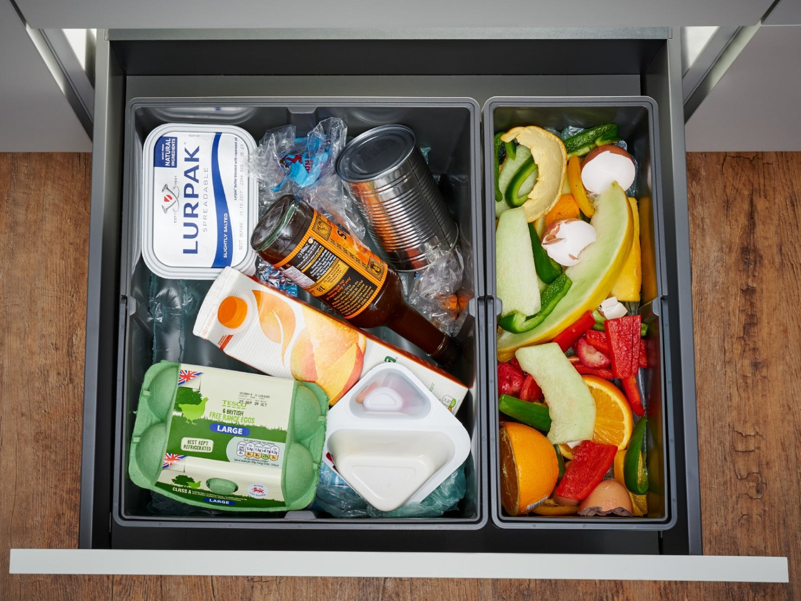 Wesco Pullboy-9XL Drawer 2-Compartment 37L Recycling Set: 600mm Drawer