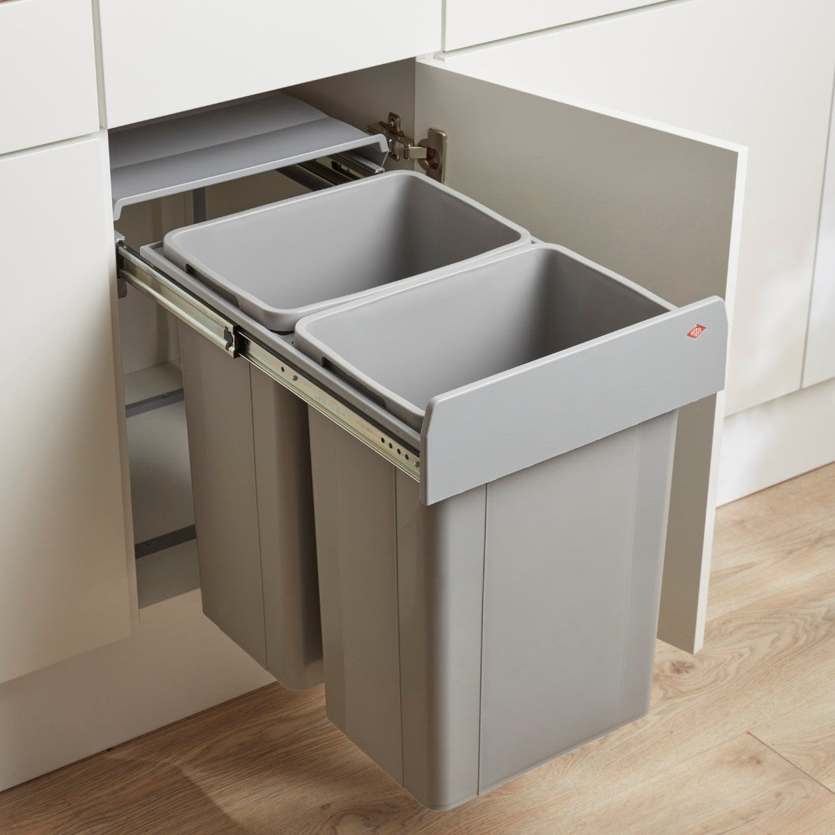 Wesco Big Bio Double 52L 2-Compartment kitchen Recycling bin for 600mm Hinged Door kitchen Cabinets