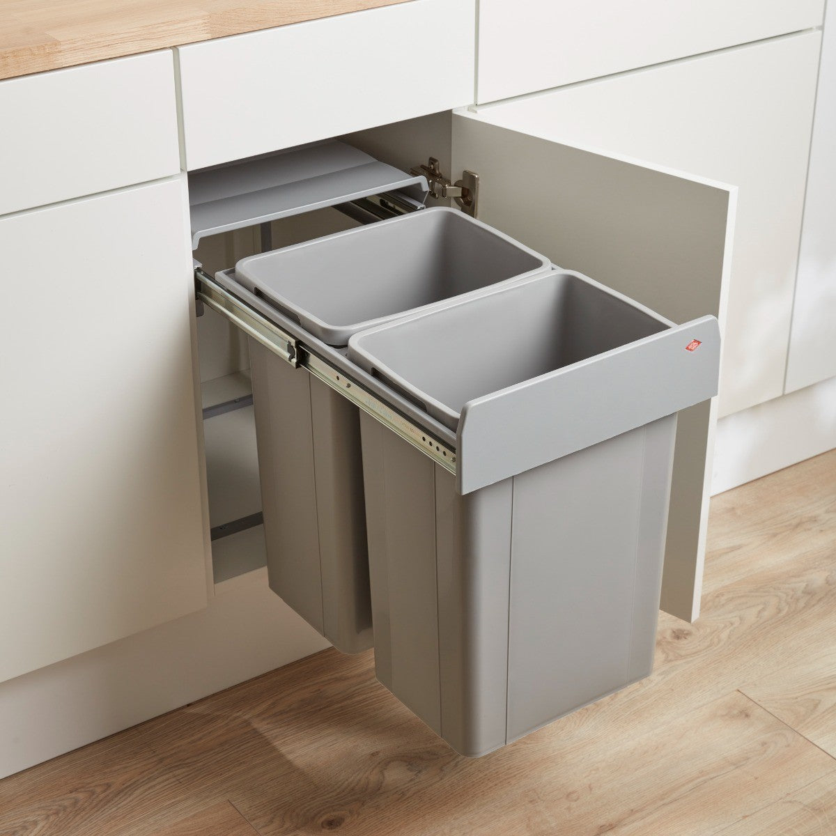 Wesco Big Bio Double 52L 2-Compartment kitchen Recycling bin for 600mm Hinged Door kitchen Cabinets
