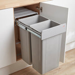 Wesco Big Bio Double 2 Compartment 64 litre in-cupboard kitchen recycling bin for 600mm wide hinged door cabinet 757WS812-85