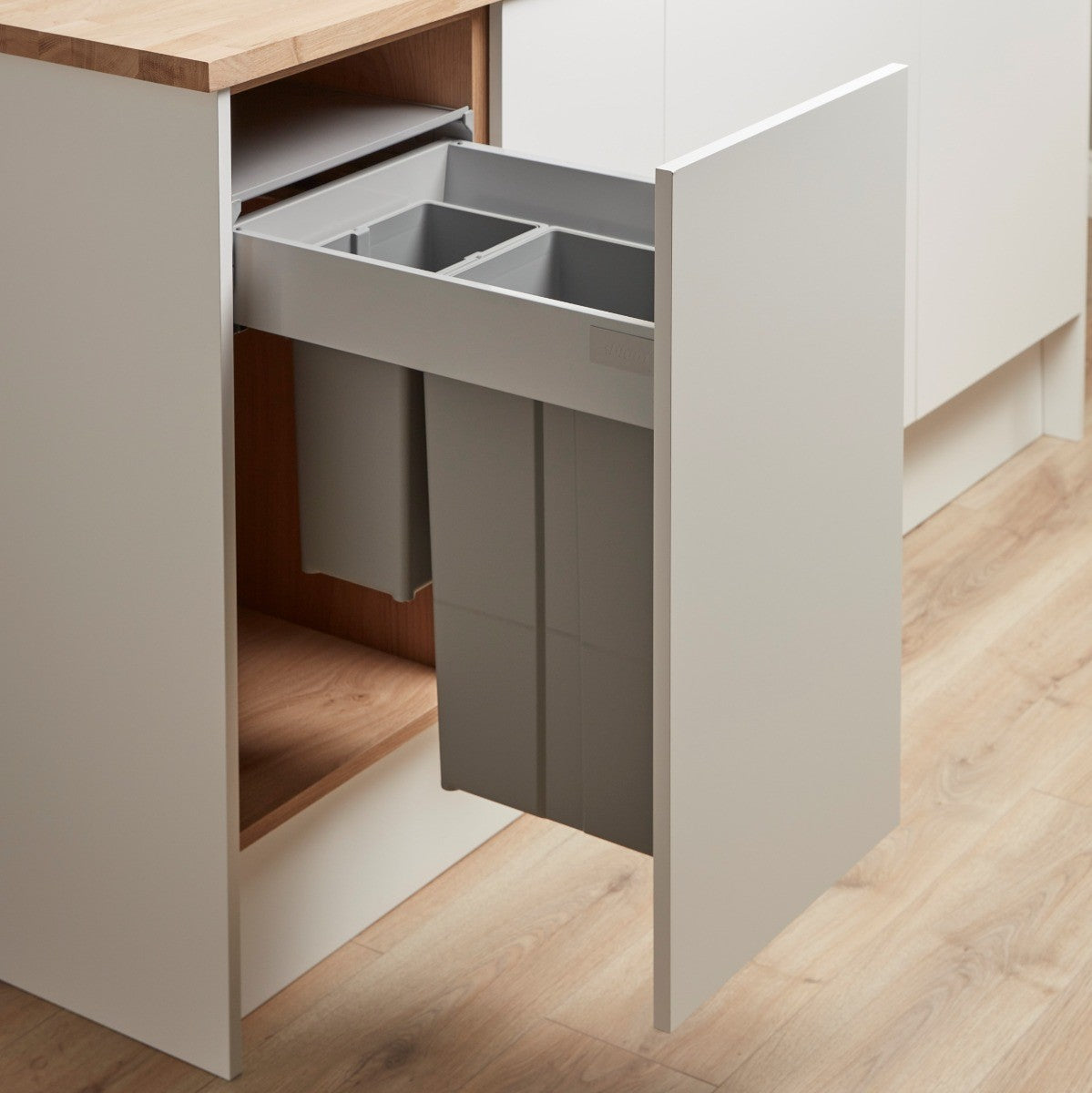 Wesco Pullboy-Z 2 compartment 37 Litre in-cupboard kitchen recycling bin for 400mm wide cabinet 827WS416-85