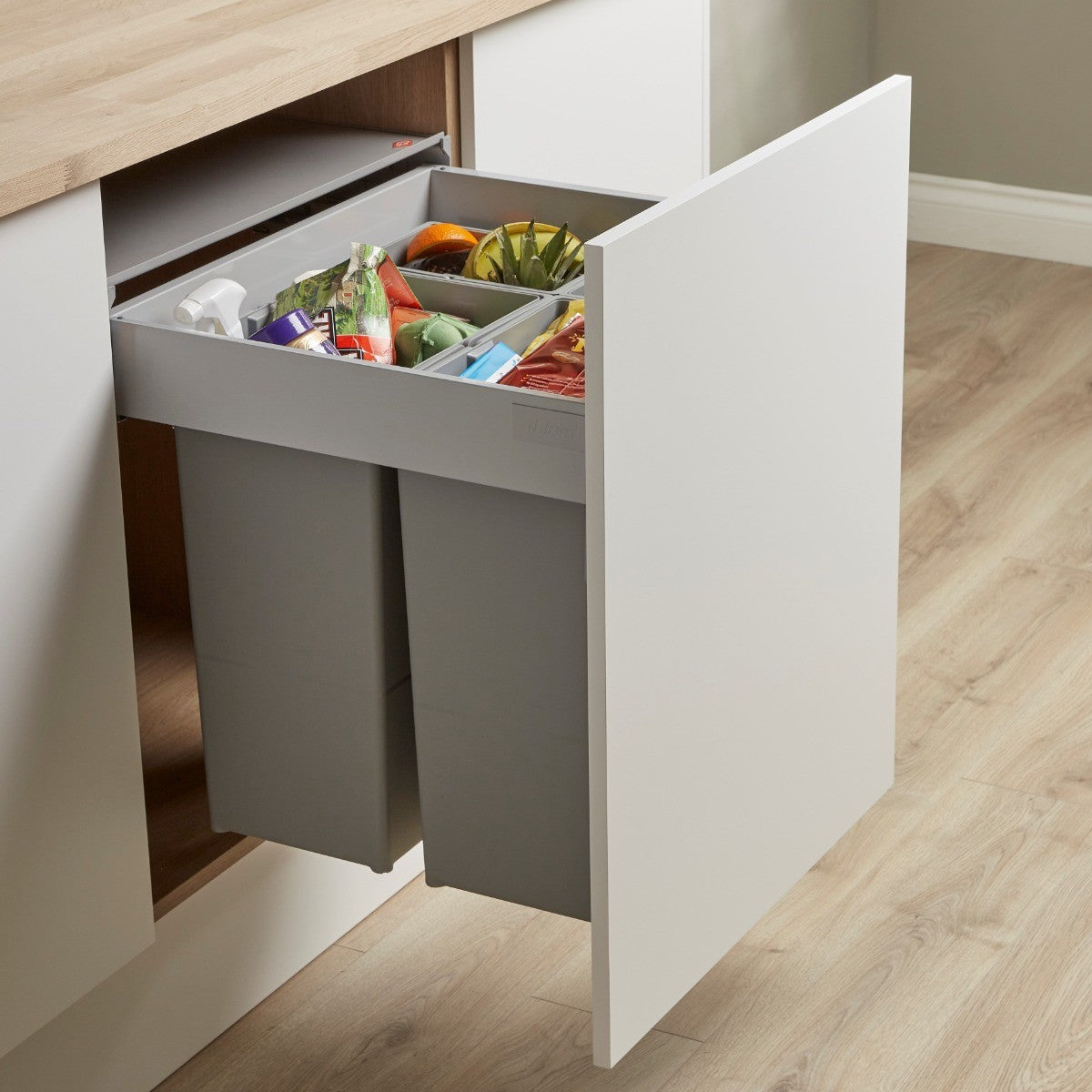 Four Compartment In-cupboard Kitchen Bins with 4 Compartments | Binopolis