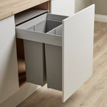 Wesco Pullboy-Z 2 compartment 80 Litre in-cupboard kitchen recycling bin for 600mm wide cabinet 827WS640-85